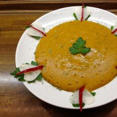 Orange - æble - persille - suppe